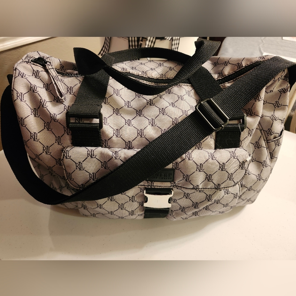 Lauren Ralph Lauren Weekender, NW PLASTIC TAG Gray/Blk, Double Handle + Strap